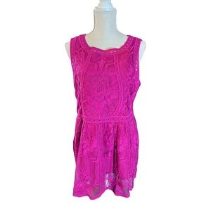 entro by Anthropologie lace dress in fuchsia pink